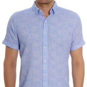 Robert Graham Shirt Men 3XL Blue Reid Tailored Fit Basket Weave 100% Cotton NEW